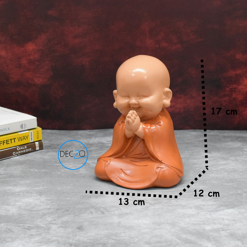 Set of 3 Different Baby Monk Showpieces : Orange