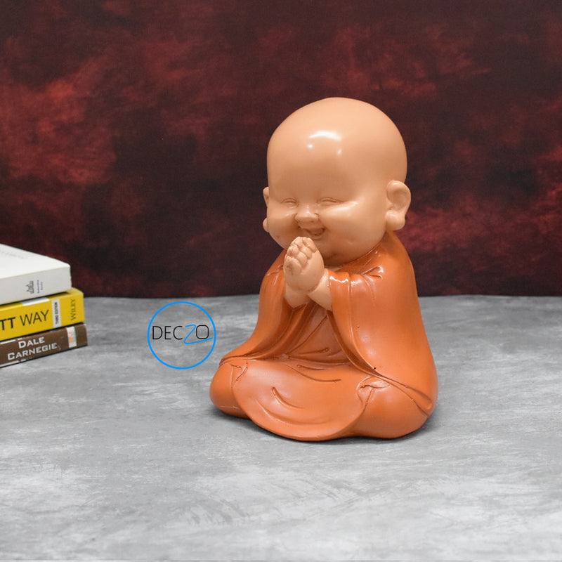 Sitting Baby Monk Showpiece :  Orange