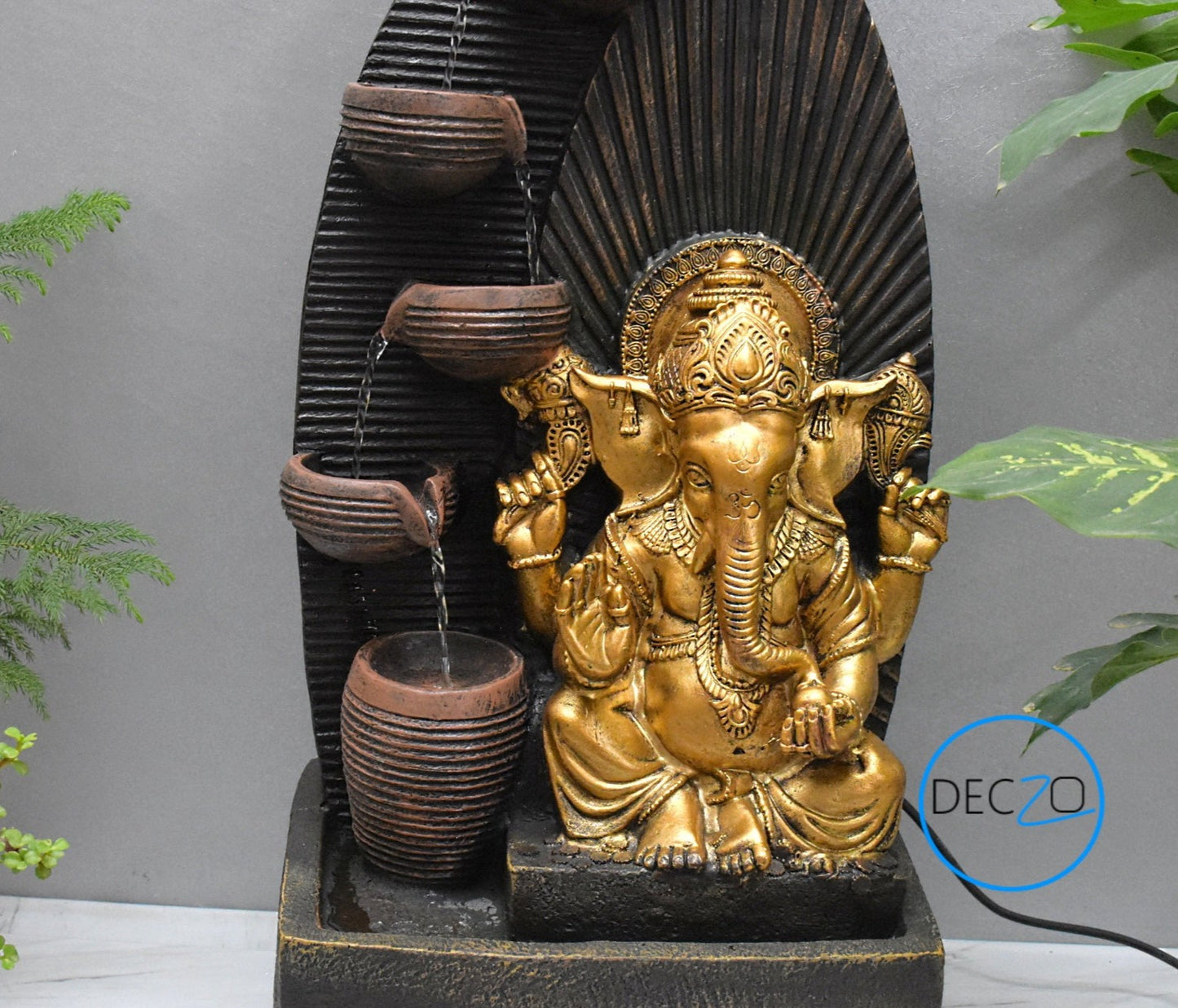 2.5 feet  Large Cascade Harmony Ganesha Poly-resin Fountain  - Brown