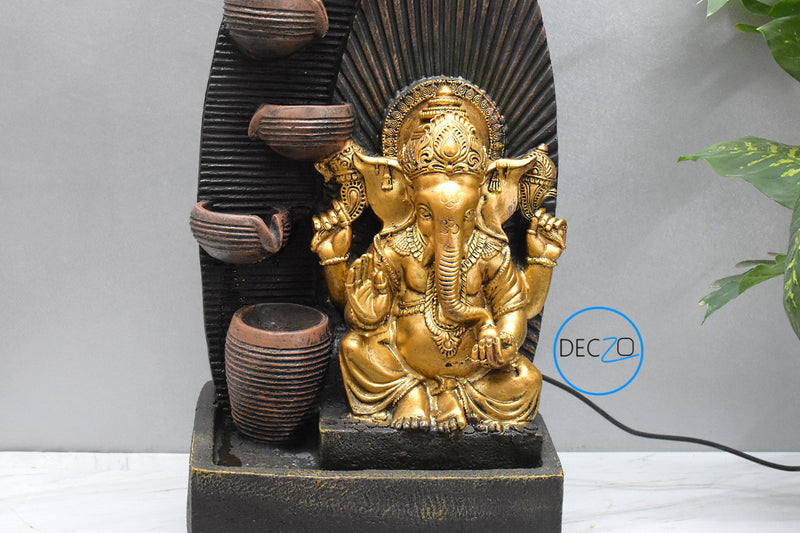 2.5 feet  Large Cascade Harmony Ganesha Poly-resin Fountain  - Brown