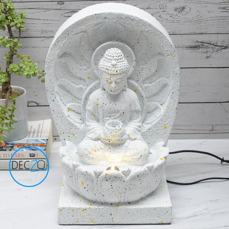 Mini Buddha Indoor Fountain : 34 CM, White
