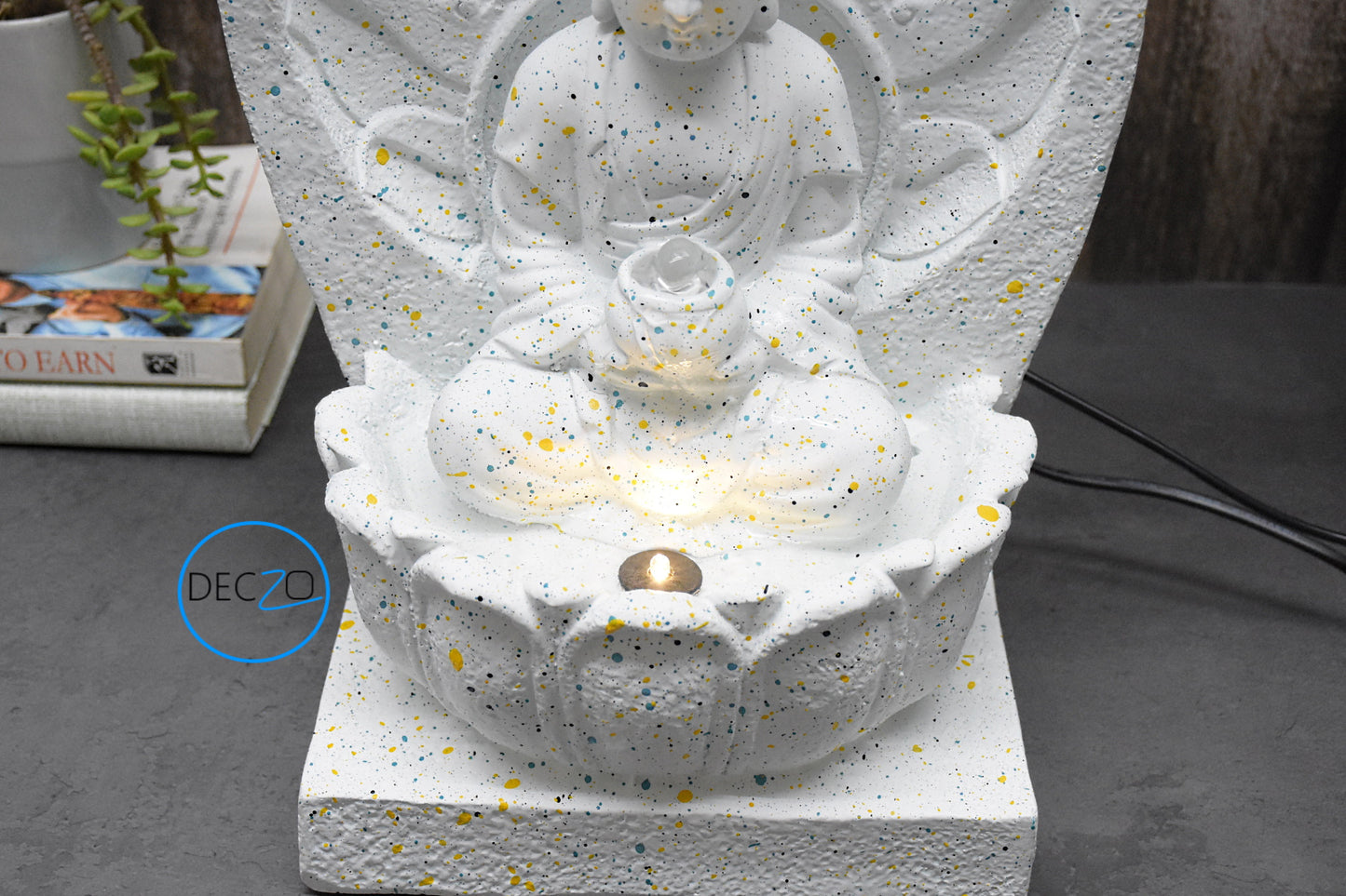 Mini Buddha Indoor Fountain : 34 CM, White