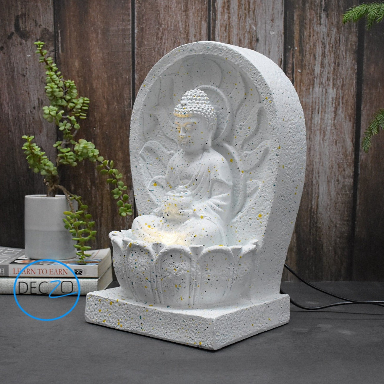 Mini Buddha Indoor Fountain : 34 CM, White