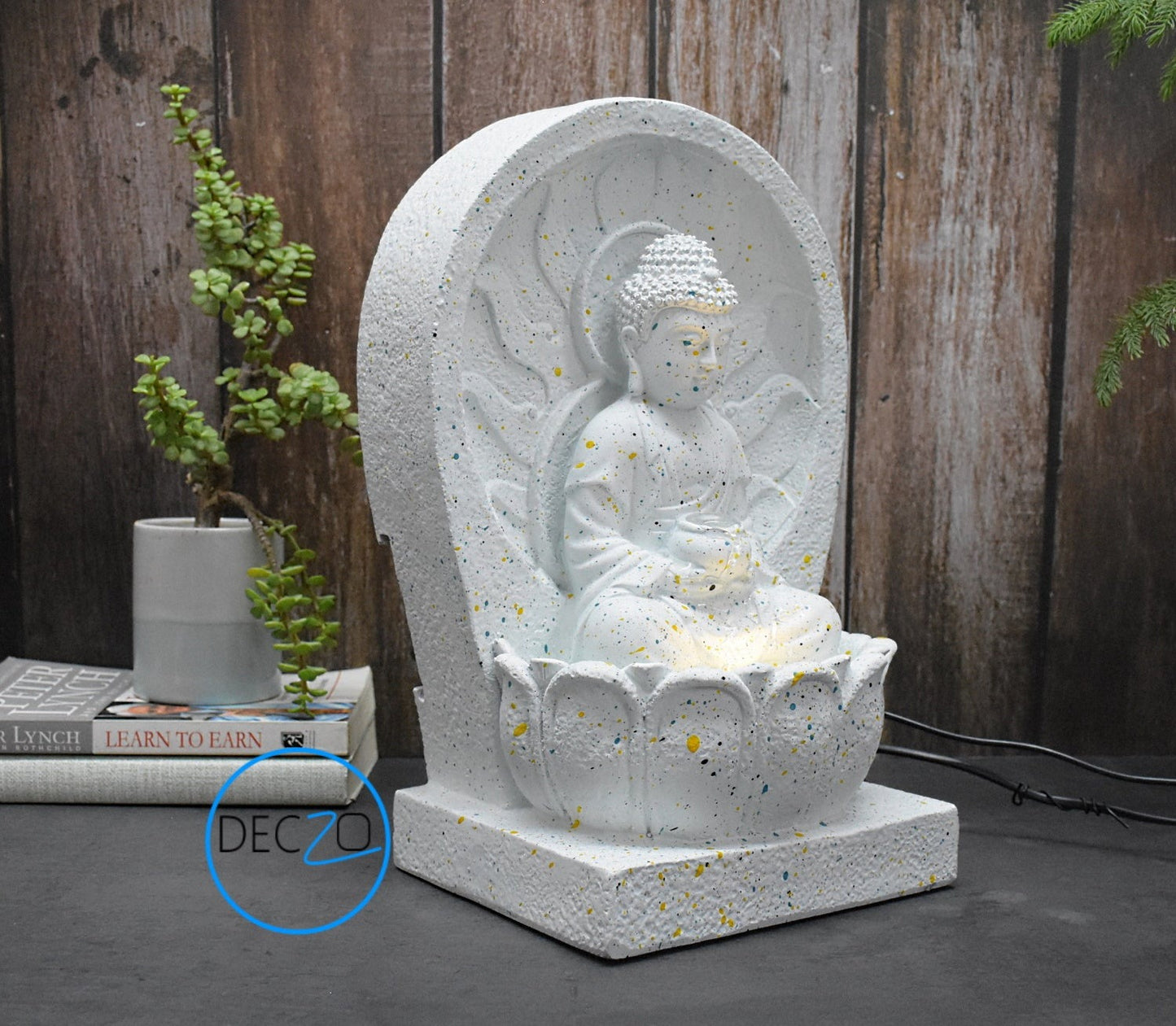 Mini Buddha Indoor Fountain : 34 CM, White
