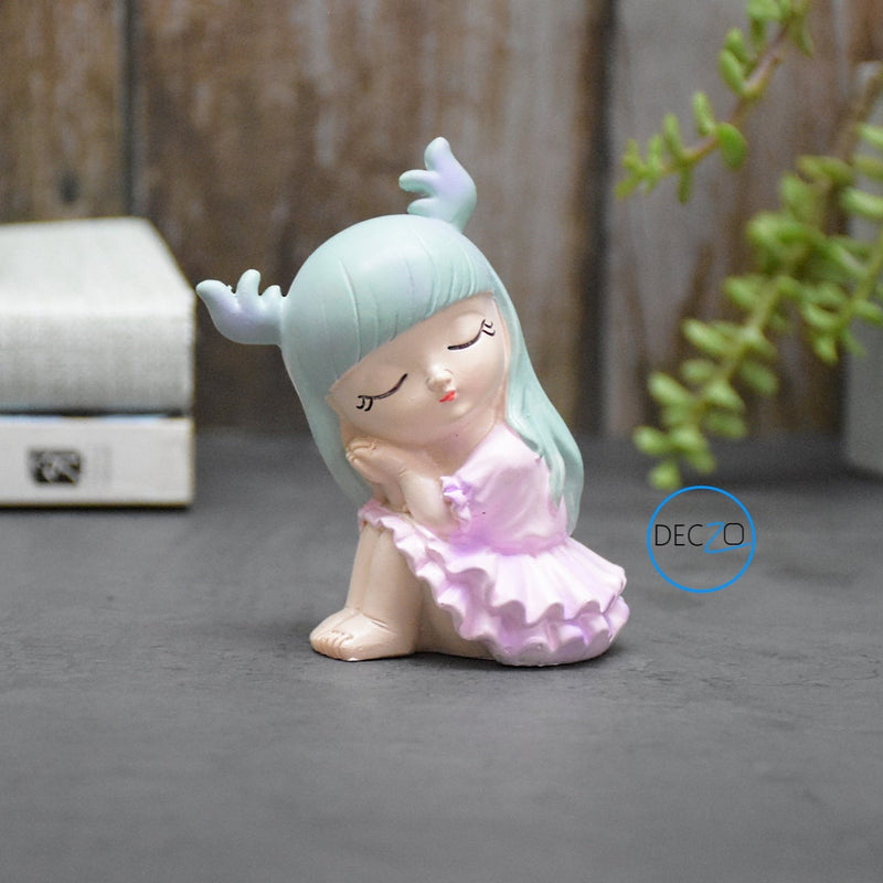 Combo of Miniature Sleepy Boy and Girl Resin Showpieces