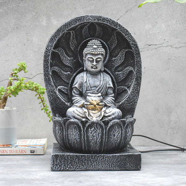 Mini Buddha Indoor Fountain : 34 CM, Black