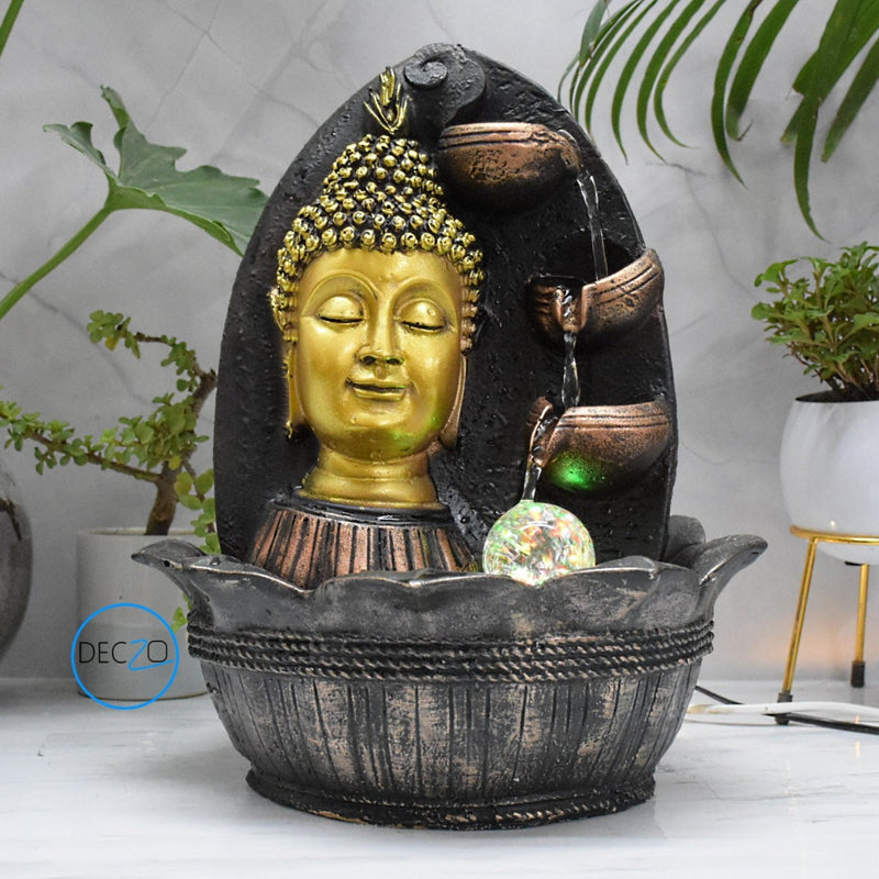 Buddha Head Water Fountain  : 37 CM, Copper