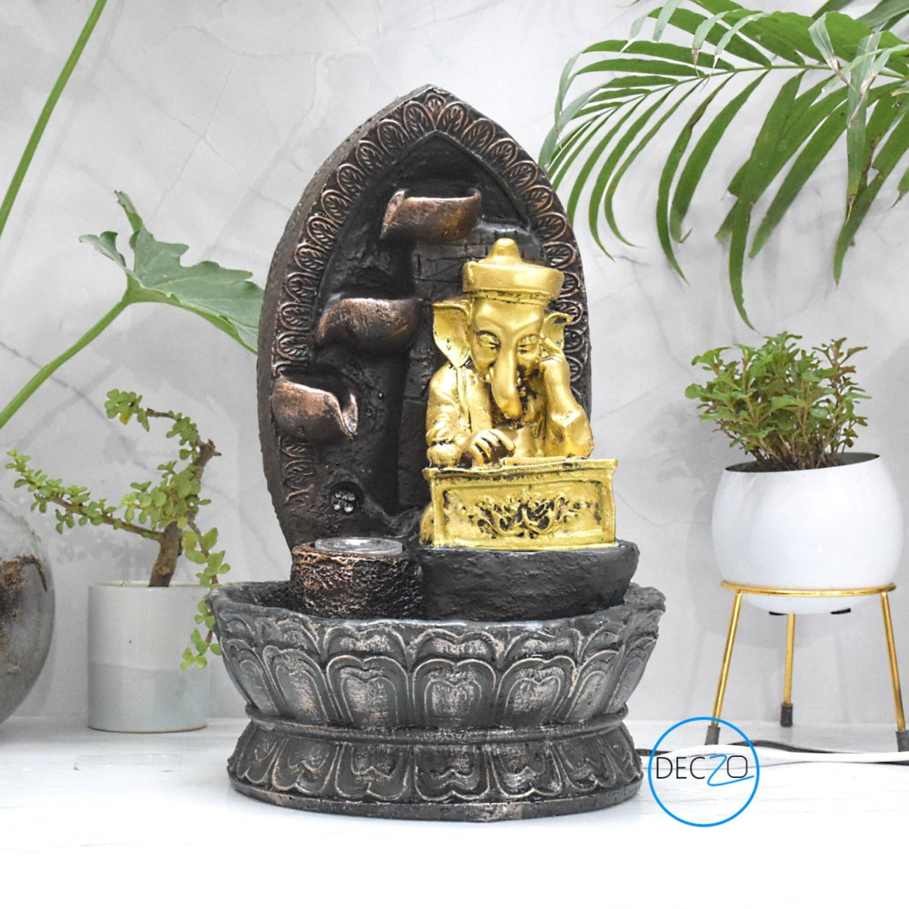 Lord Ganesha Playing Harmonium Water Fountain  : 40 CM