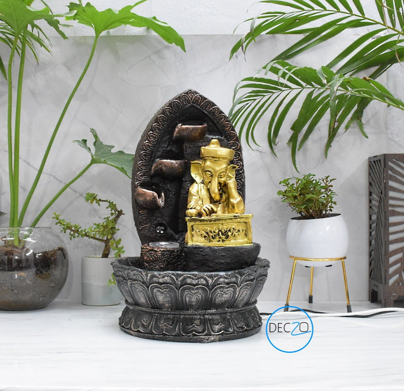 Lord Ganesha Playing Harmonium Water Fountain  : 40 CM