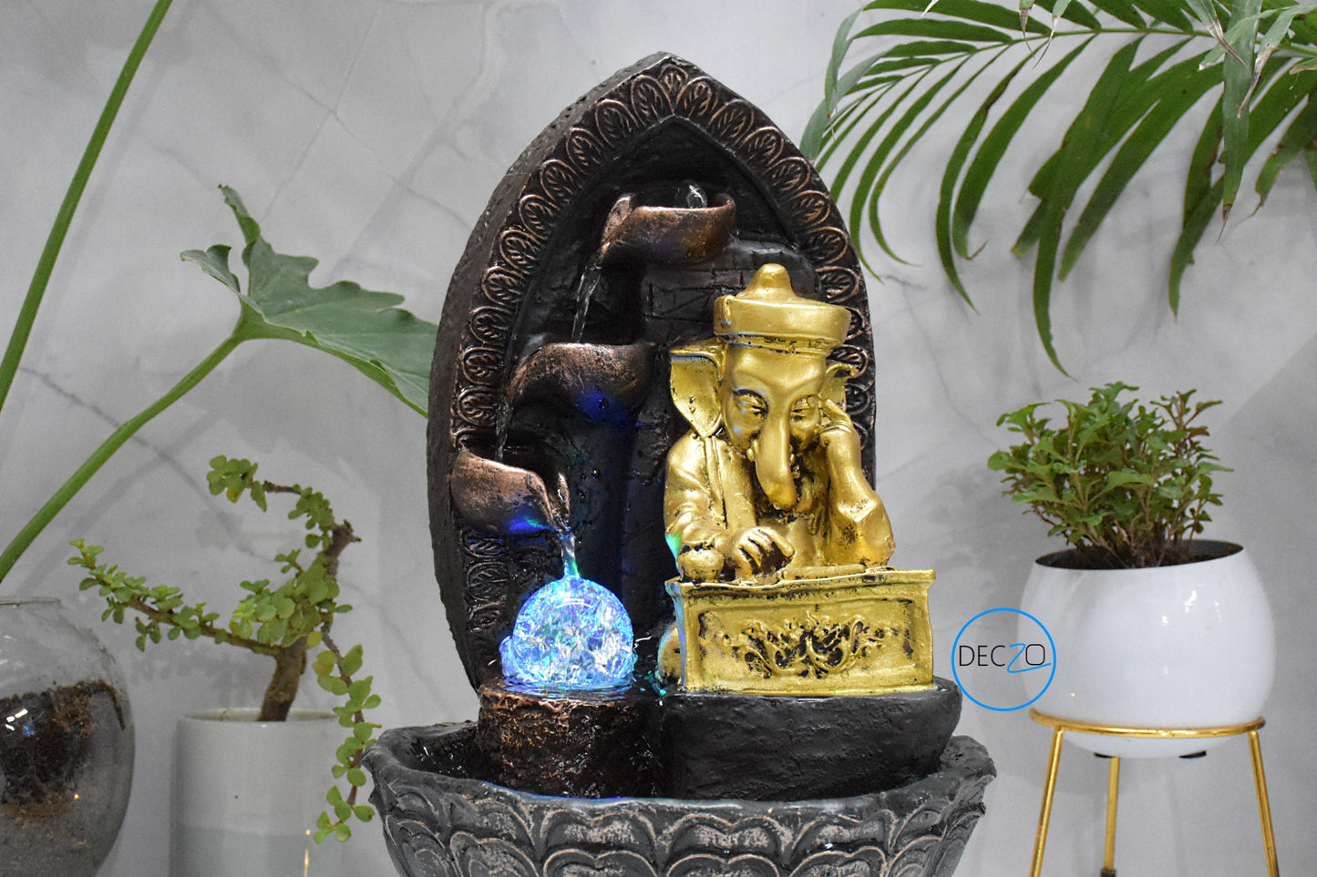 Lord Ganesha Playing Harmonium Water Fountain  : 40 CM