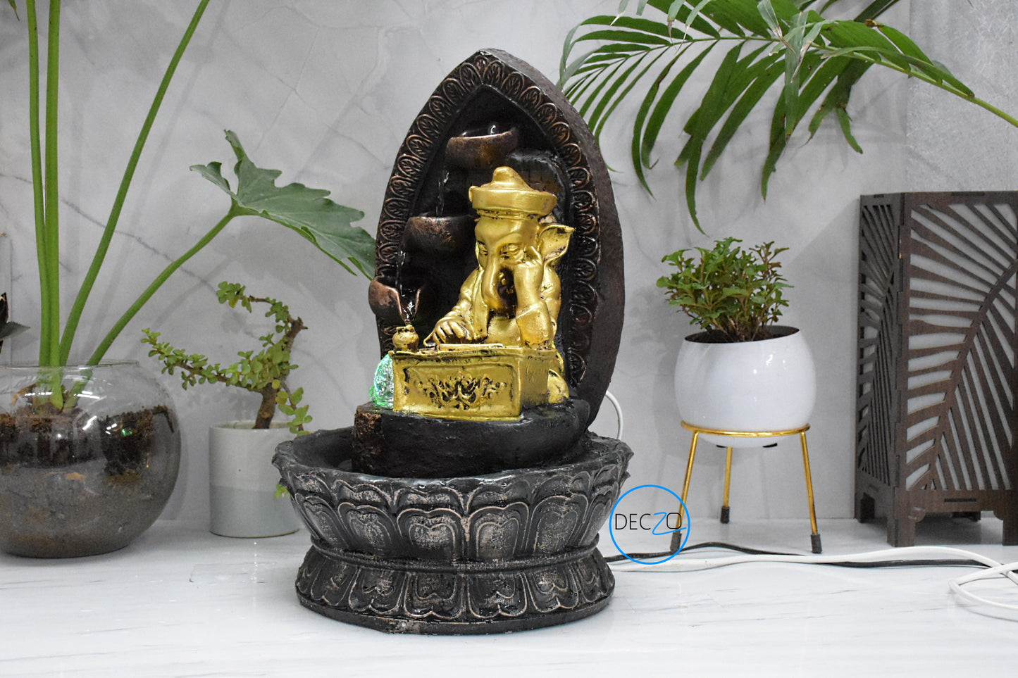 Lord Ganesha Playing Harmonium Water Fountain  : 40 CM