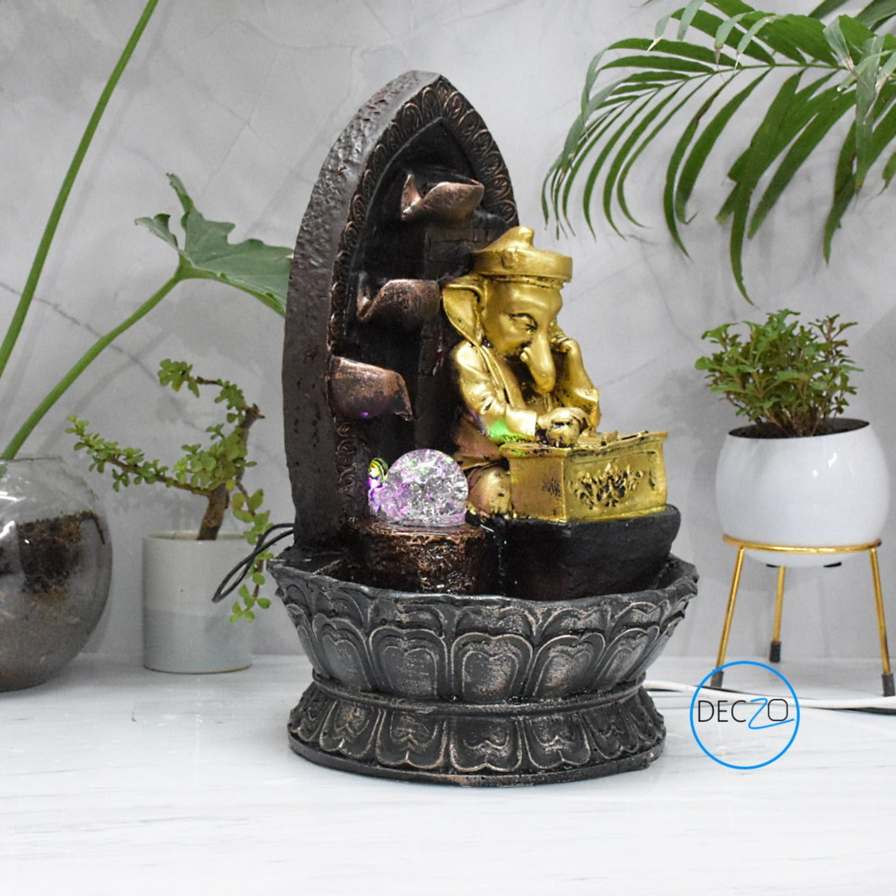 Lord Ganesha Playing Harmonium Water Fountain  : 40 CM