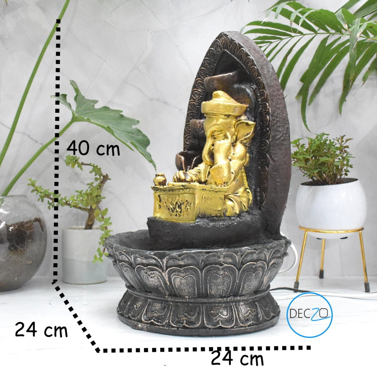 Lord Ganesha Playing Harmonium Water Fountain  : 40 CM