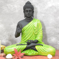 Big Size Meditating Buddha Idol : Green
