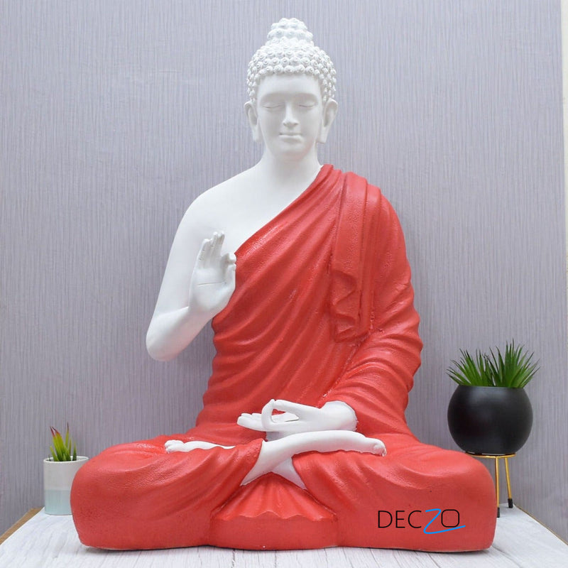 3 Feet Blessing Lord Buddha : Orange White - Deczo