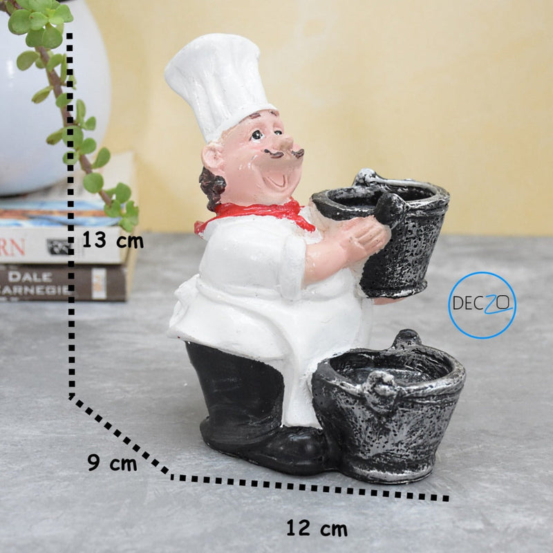 Combo of Laughing Chef and Chef Holding Cart Pepper Shaker Holders