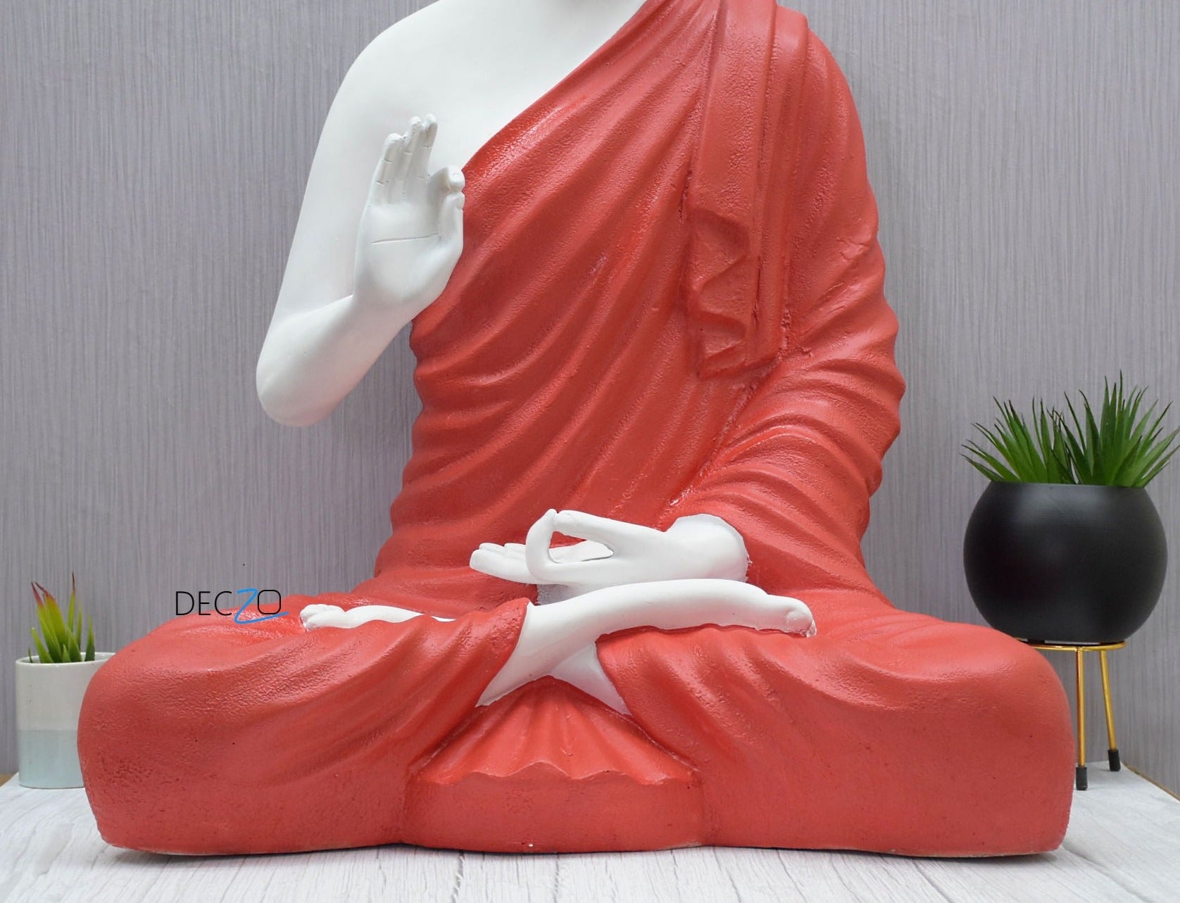 3 Feet Blessing Lord Buddha : Orange White - Deczo