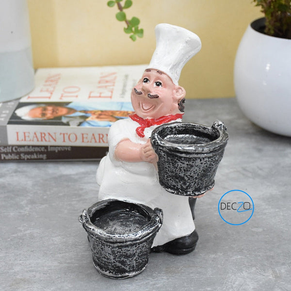 Combo of Laughing Chef and Chef Holding Cart Pepper Shaker Holders