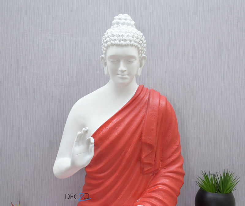 3 Feet Blessing Lord Buddha : Orange White - Deczo