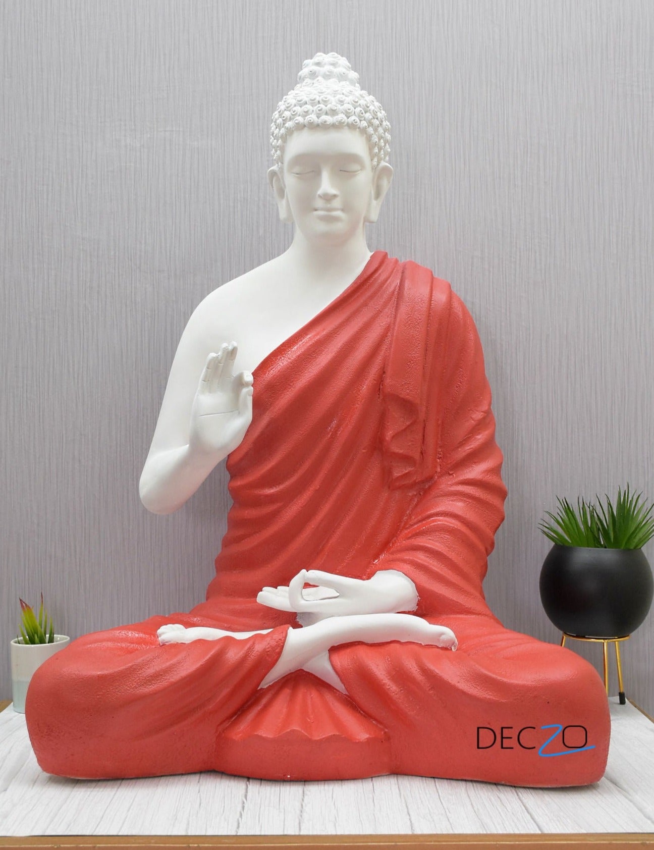 3 Feet Blessing Lord Buddha : Orange White - Deczo