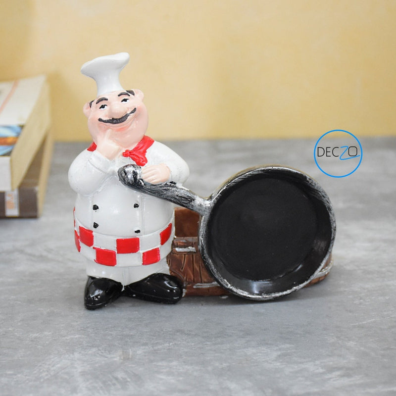 Chef Holding Fry Pan Salt and Pepper Shaker Holder
