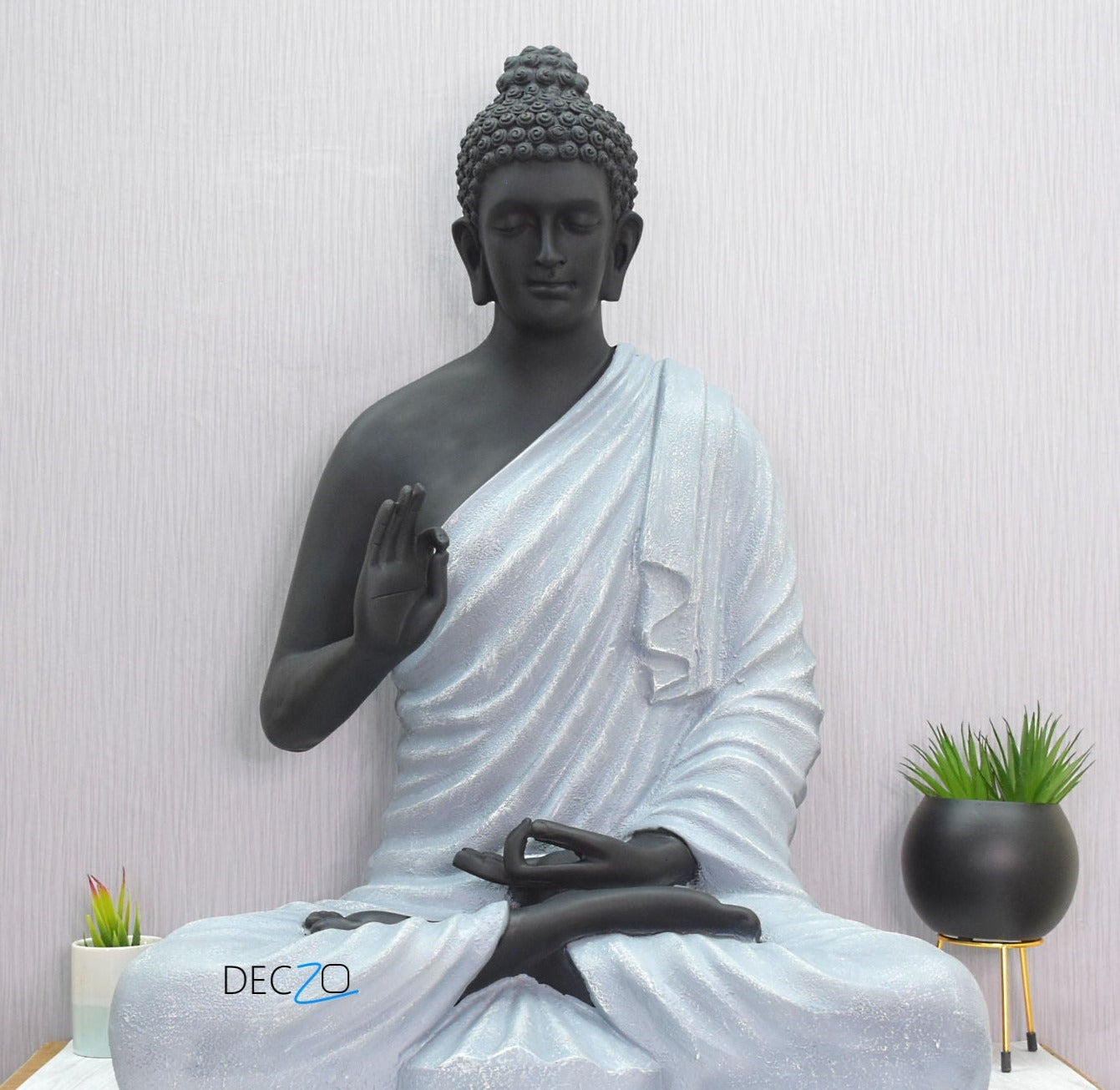 3 Feet Blessing Lord Buddha : Grey Black - Deczo