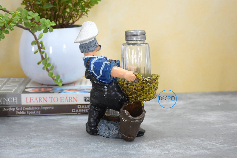 Captain Sailor Holding Basket Salt and Pepper Holder, Toothpick Holder