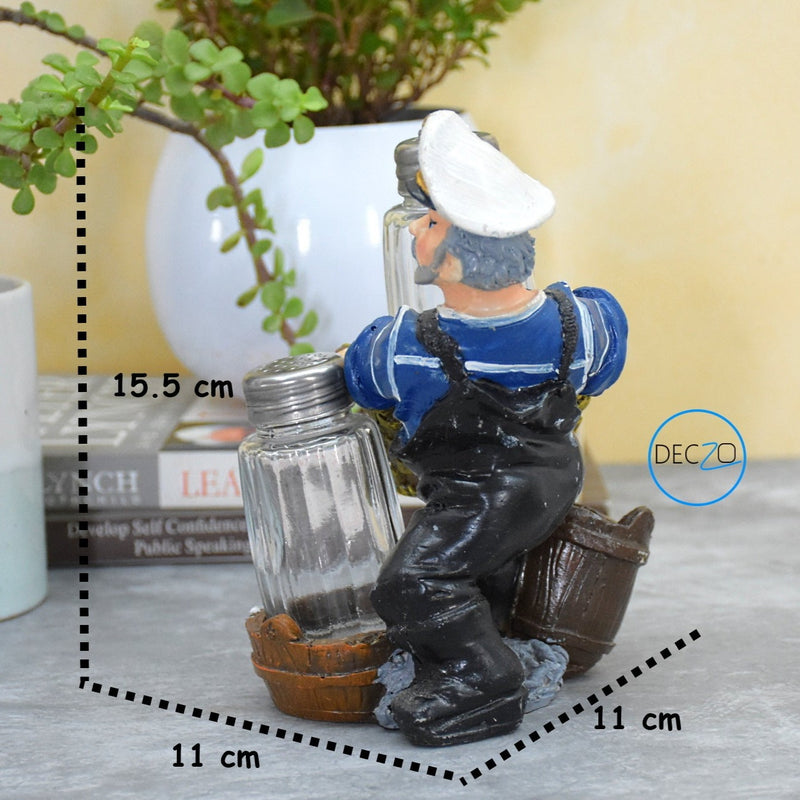 Captain Sailor Holding Basket Salt and Pepper Holder, Toothpick Holder