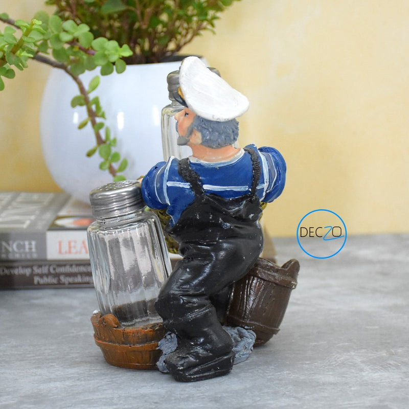 Captain Sailor Holding Basket Salt and Pepper Holder, Toothpick Holder