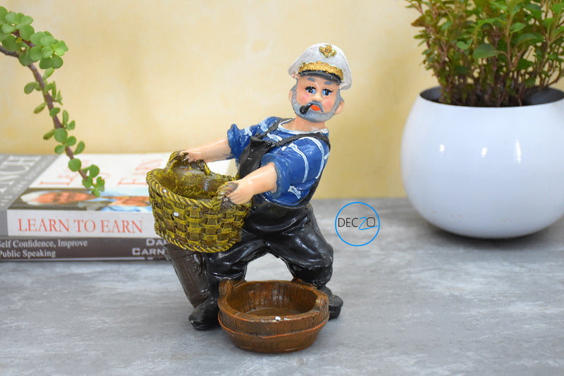 Captain Sailor Holding Basket Salt and Pepper Holder, Toothpick Holder