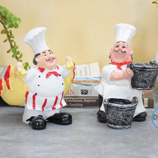 Combo of Laughing Chef and Chef Holding Cart Pepper Shaker Holders