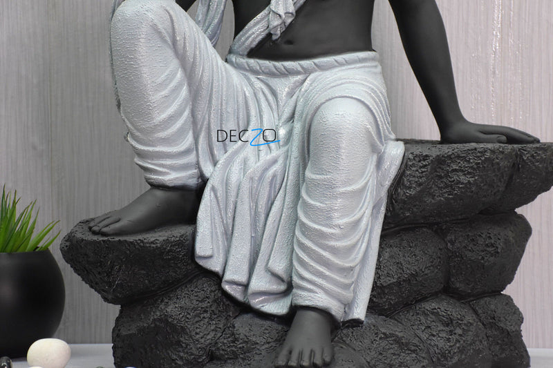 2.4 Feet Blessing Buddha Resting on Mountain – Grey Black - Deczo