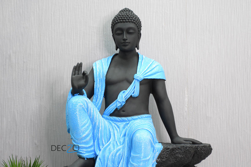 2.4 Feet Blessing Buddha Resting on Mountain – Blue Black - Deczo