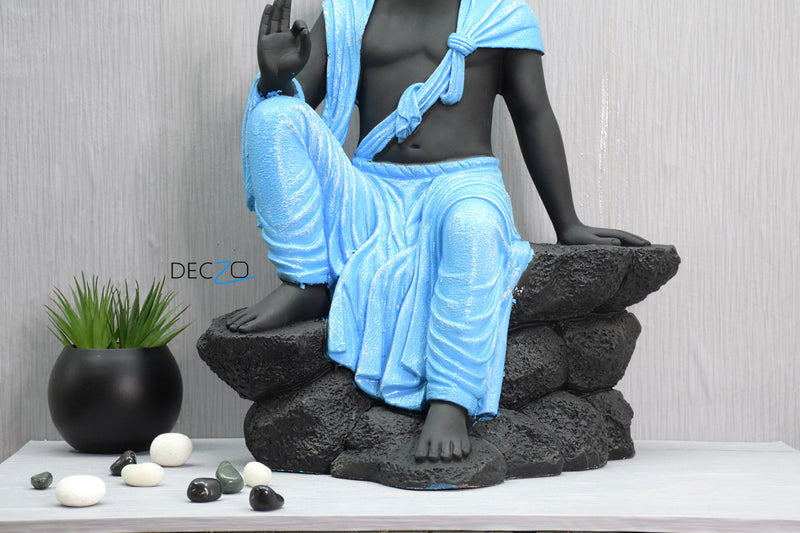 2.4 Feet Blessing Buddha Resting on Mountain – Blue Black - Deczo