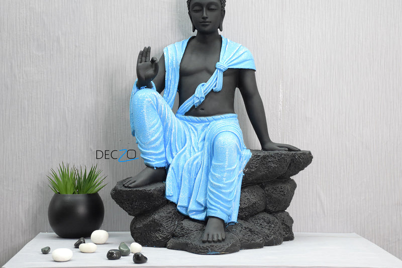 2.4 Feet Blessing Buddha Resting on Mountain – Blue Black - Deczo