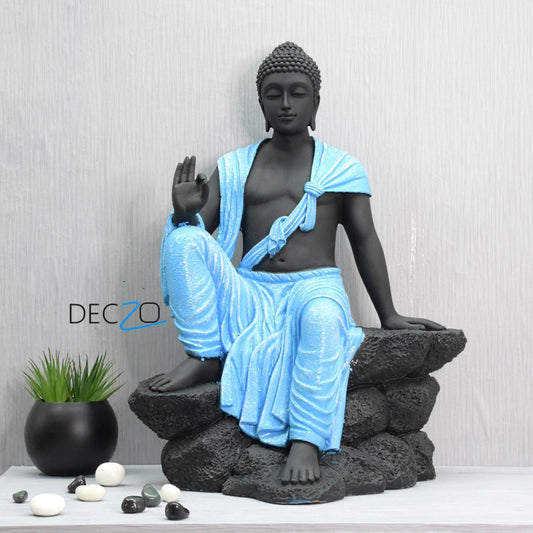 2.4 Feet Blessing Buddha Resting on Mountain – Blue Black - Deczo