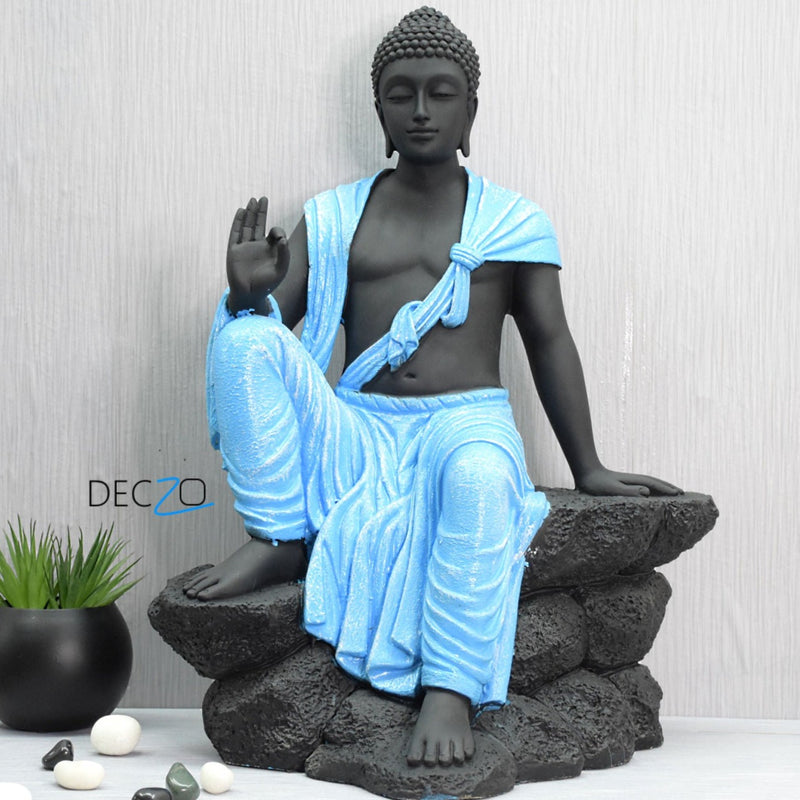 2.4 Feet Blessing Buddha Resting on Mountain – Blue Black - Deczo