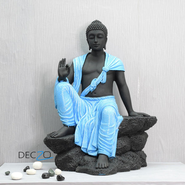 2.4 Feet Blessing Buddha Resting on Mountain – Blue Black - Deczo