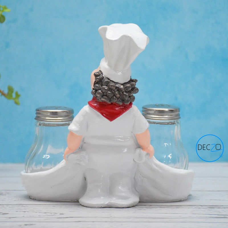 Fat Chef Salt & Pepper Shakers with Tooth Pick Holder