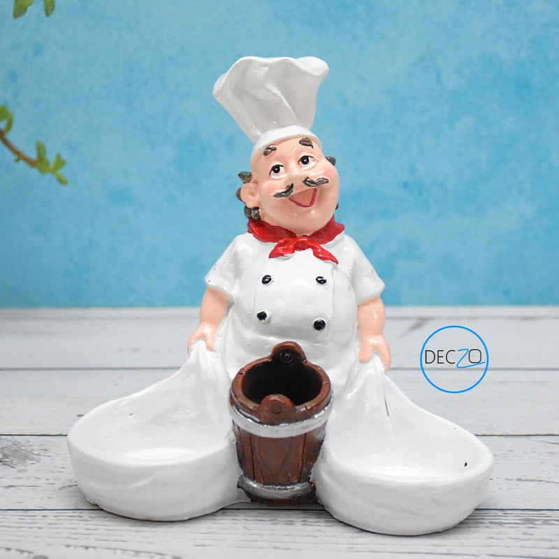Fat Chef Salt & Pepper Shakers with Tooth Pick Holder