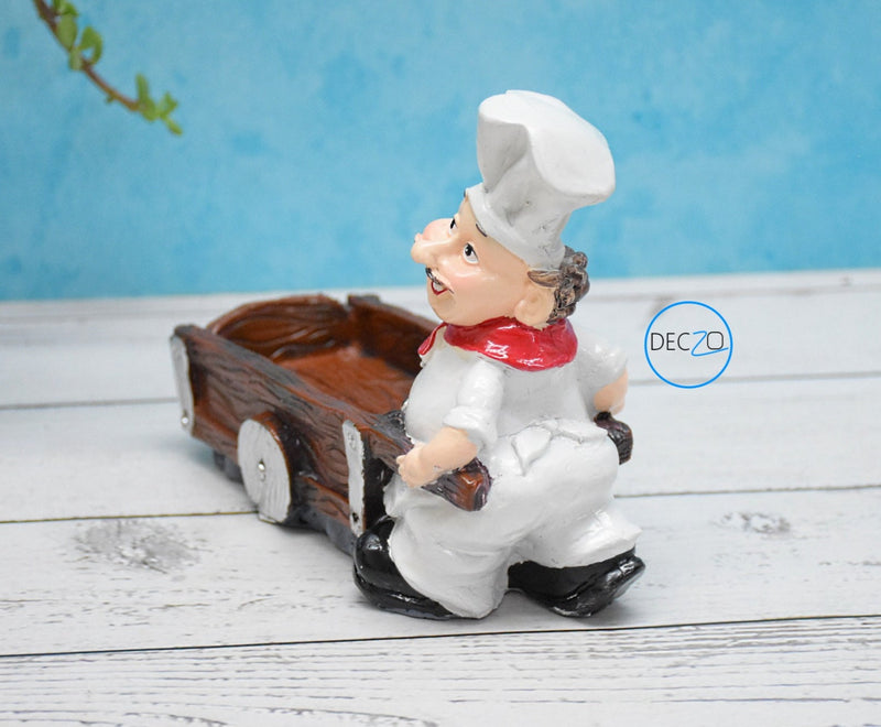 Laughing Chef Pushing Trolley  Salt and Pepper Shaker Holder