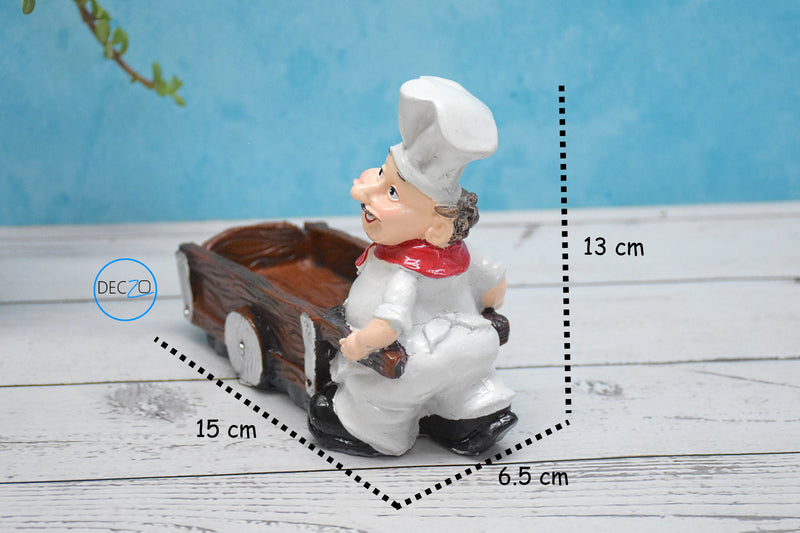 Laughing Chef Pushing Trolley  Salt and Pepper Shaker Holder