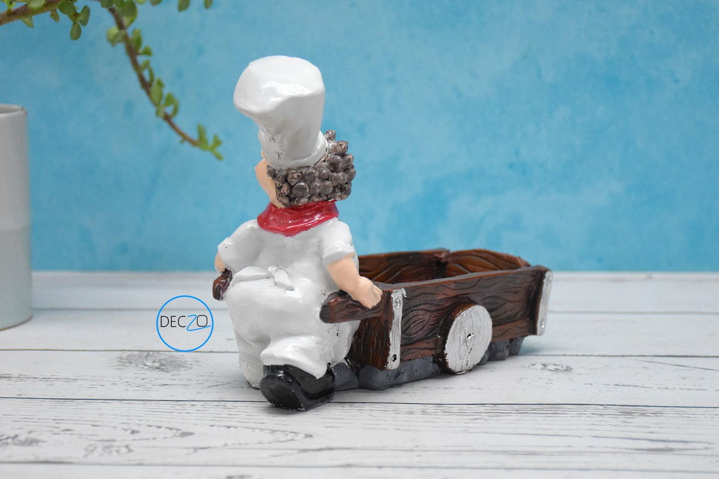 Laughing Chef Pushing Trolley  Salt and Pepper Shaker Holder