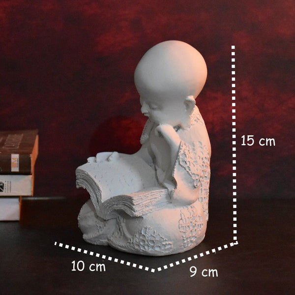 Monk Reading Book Statues for Home and Gift : White