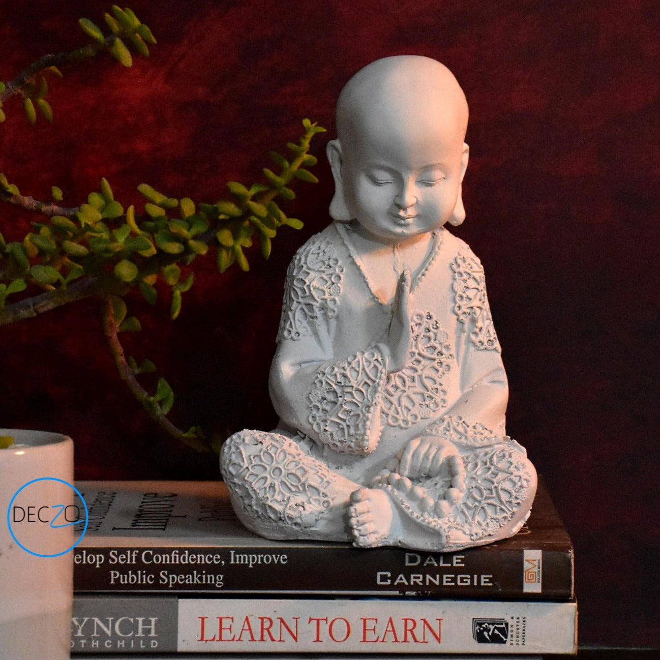 Set of 3 Monk Statues for Home and Gift : White