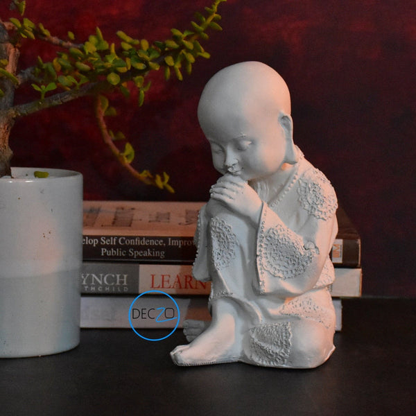 Thinking Monk Statues for Home and Gift : White