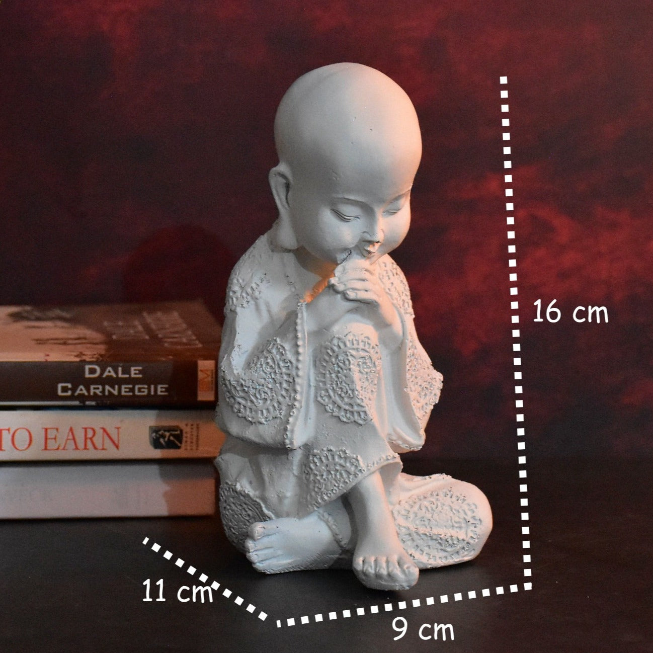 Set of 3 Monk Statues for Home and Gift : White
