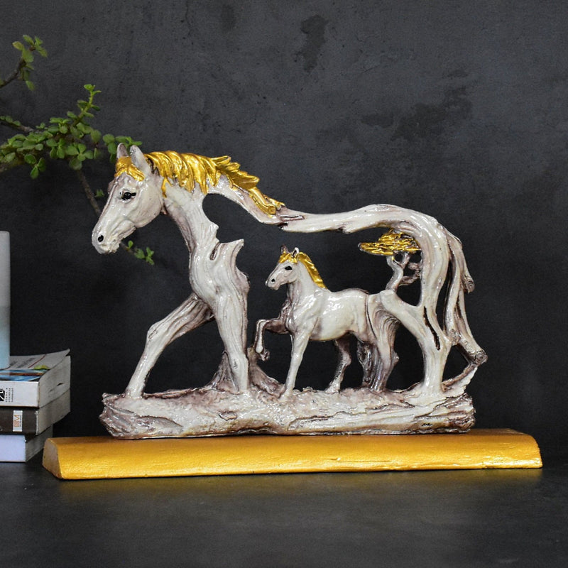 ﻿Feng Shui Golden Horse With Baby Showpiece