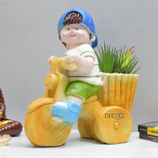 Boy Riding on Bicycle Planter - Deczo