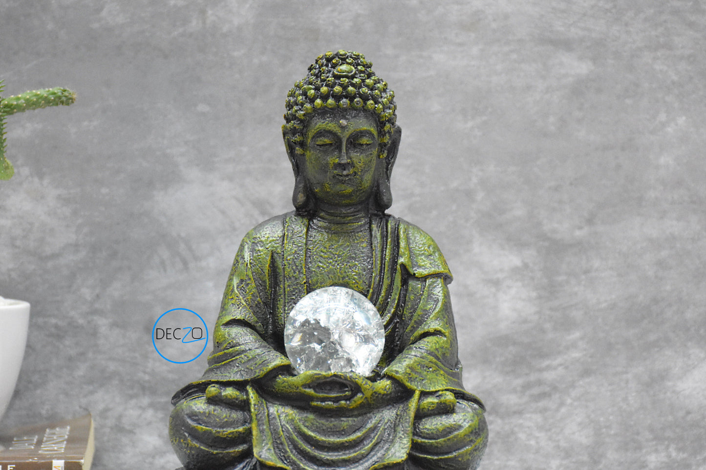 Table Top Buddha Water Fountain  : 28 CM, Green Touch
